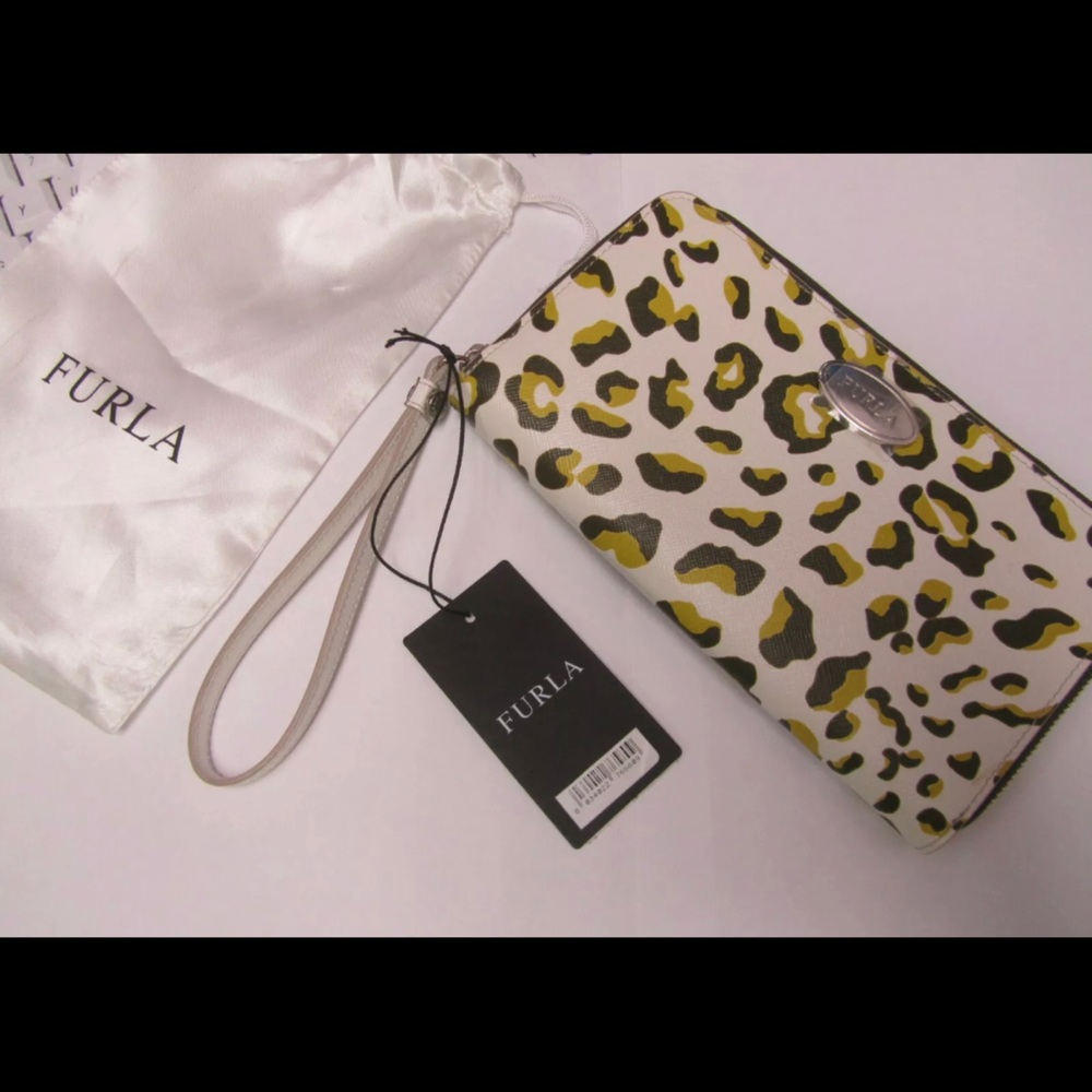 NWT Furla Wallet Leopard Ocelot Leather MSRP $269